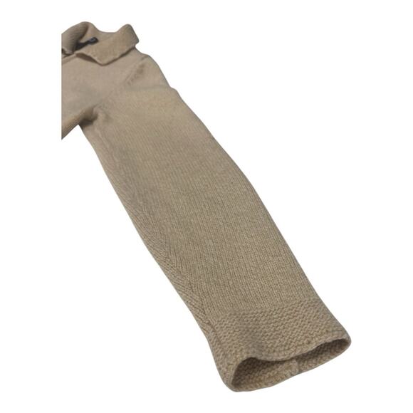 Lands End Women's Cardigan Sweater 8 Beige Wool Knit Sleeves Full Zip *DEFECTS* - Picture 7 of 14